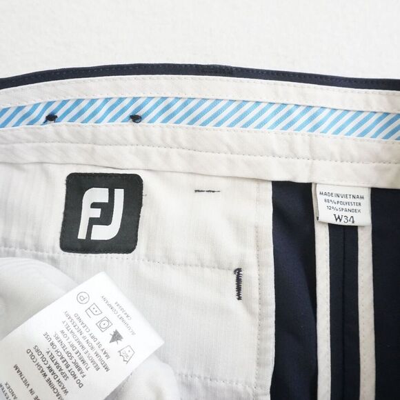 Footjoy Mens Golf Shorts Flat Front Zip Fly Navy Blue Polyester Size 34 - Picture 4 of 7